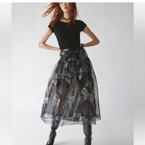 UO Brielle Sheer Midi Skirt